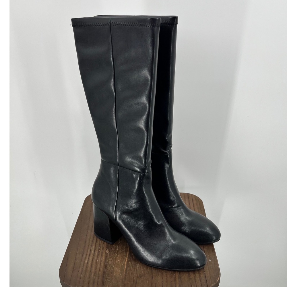 Silent D Dorothy Black Stretch Nappa Tall Block Heel Boots Size EU 41 NWT